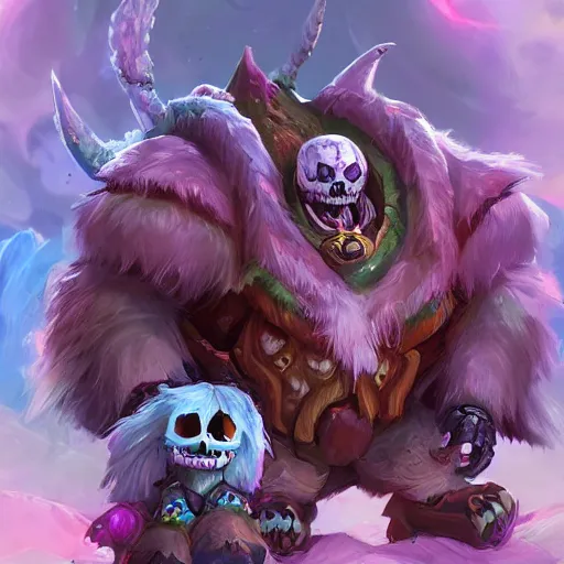 Prompt: cute fluffy animal skeleton creatures. blizzard warcraft animal creatures, graveyard background, bright art masterpiece artstation. 8k, sharp high quality illustration in style of Jose Daniel Cabrera Pena and Leonid Kozienko, violet theme, concept art by Tooth Wu, hearthstone card game artwork