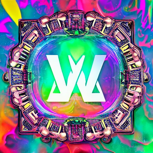 Image similar to a and w vaporwave logo, colorful, digital art, cosmic, 3 d high definition, trending on art station, photorealistic, high resolution, 8 k, octane, hyper detailed, insane details, intricate, elite, ornate, elegant trend, highly detailed and intricate, sharp focus, photography, unreal engine