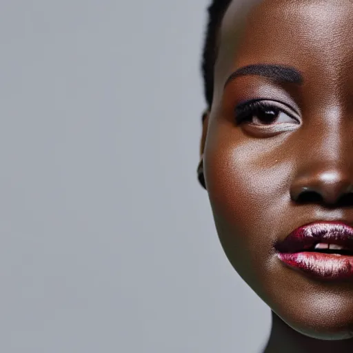 Image similar to Fully-clothed full-body close-up portrait of Lupita Nyong'o, XF IQ4, 50mm, F1.4, studio lighting, professional, 8K