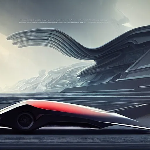 Image similar to sci-fi organic zaha hadid car 30% size and wall structure in the coronation of napoleon painting by Jacques-Louis David and in the blade runner 2049 film search pinterest keyshot product render 4k in dark plastic