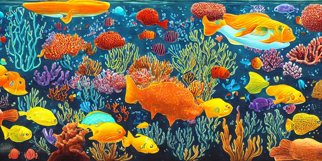 Prompt: detailed painting of underwater life