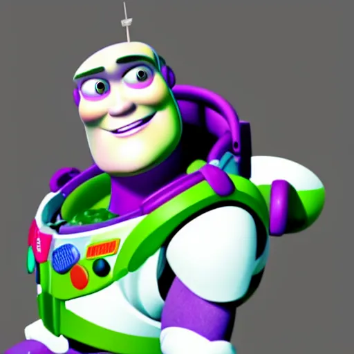 Image similar to realistic! photo of buzz lightyear with a buzz cut hairstyle, trending on artsation, 8k