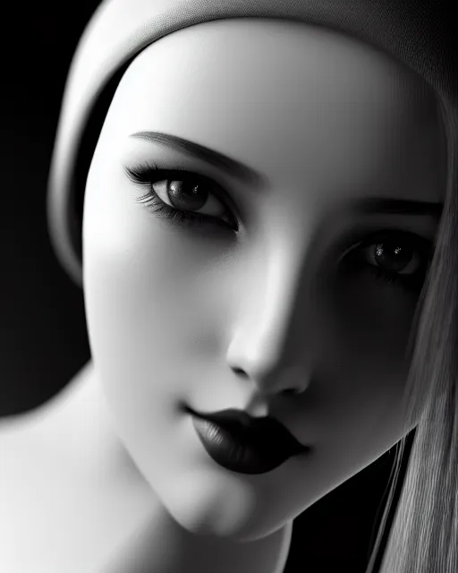 Image similar to black and white dreamy young beautiful female artificial intelligence, cinematic, rim light, photo - realistic, elegant, high detail, 8 k, masterpiece, photo taken in 1 9 3 0