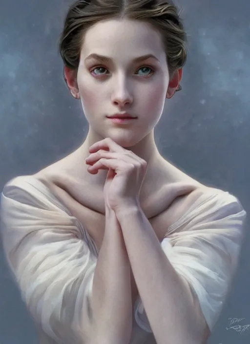 Image similar to ultra realistic illustration, prima ballerina, sci - fi, fantasy, symmetrical face, intricate, elegant, highly detailed, digital painting, artstation, concept art, smooth, sharp focus, illustration, art by artgerm and alphonse mucha