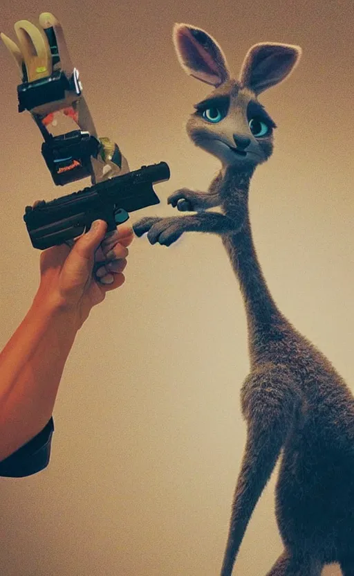 Prompt: “kangaroo in the style of the movie zootopia holding a laser gun and pointing it at the the camera”