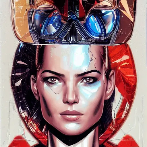 Image similar to portrait of a female android, by DC comics and Sandra Chevrier