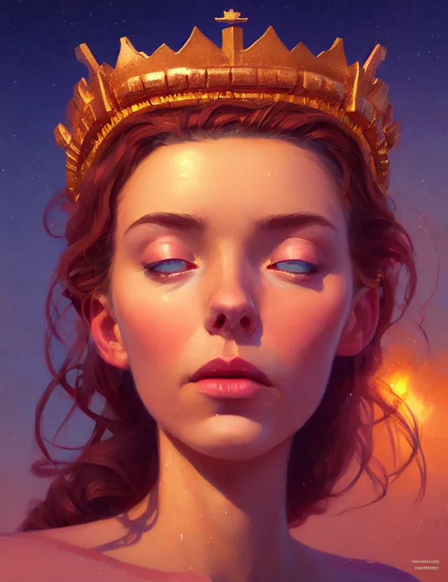 Image similar to close-up portrait of a goddess in crown, by Artem Chebokha by Anka Zhuravleva, Anato Finnstark and Alena Aenami, Angus McKie, Anton Fadeev, by Jesper Ejsing, by RHADS, Makoto Shinkai and Lois van baarle, ilya kuvshinov, rossdraws global illumination, octane render, unreal engine, cinematic counter light, high detail, octane render, 4k