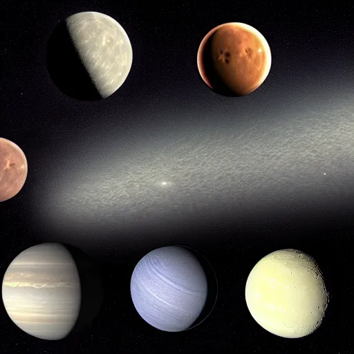 Prompt: a 7 2 different sizes and separate moons in the skies of an alien planet