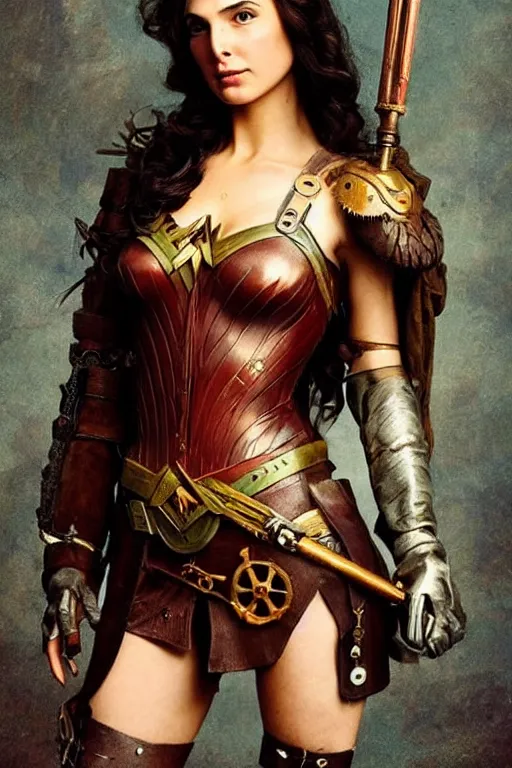 Image similar to highly detailed steampunk gal gadot, leonardo da vinci