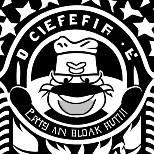 Prompt: chef platypus looking to the left, logo style, black and white