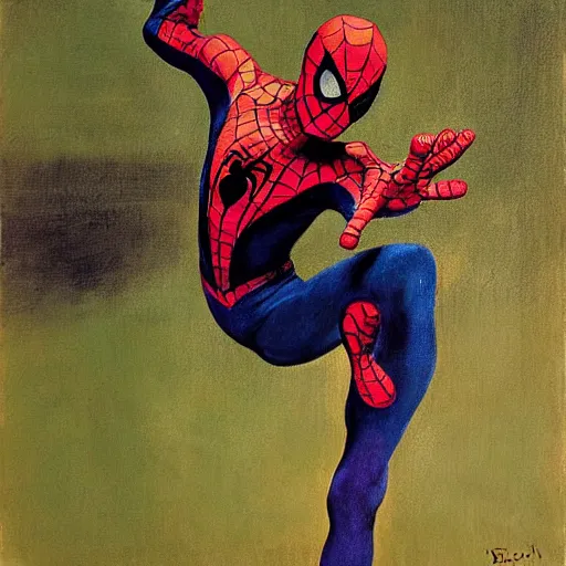 Spiderman as a ballet dancer, painting by Edgar Degas, Stable Diffusion