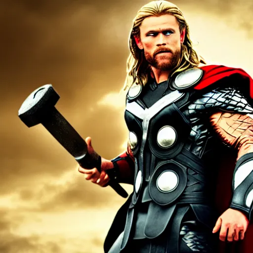 Image similar to baddas photo of thor holding hammer