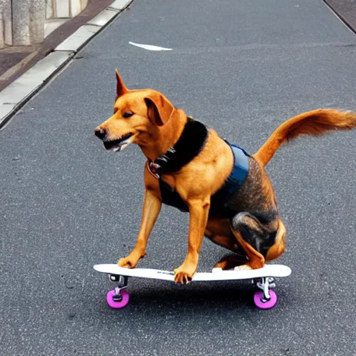 Prompt: dog skateboarding