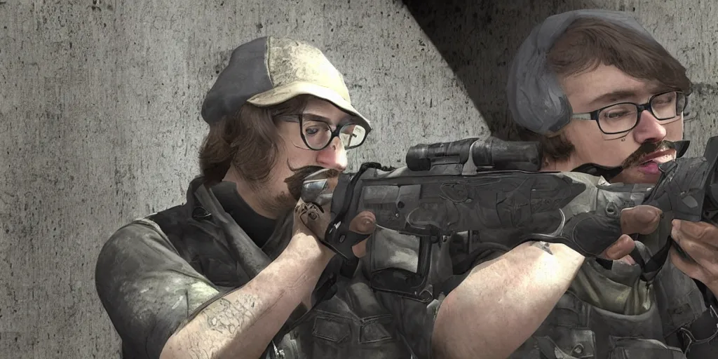 Image similar to sam hyde in cs : go, high detail, high quality, intricate detailing