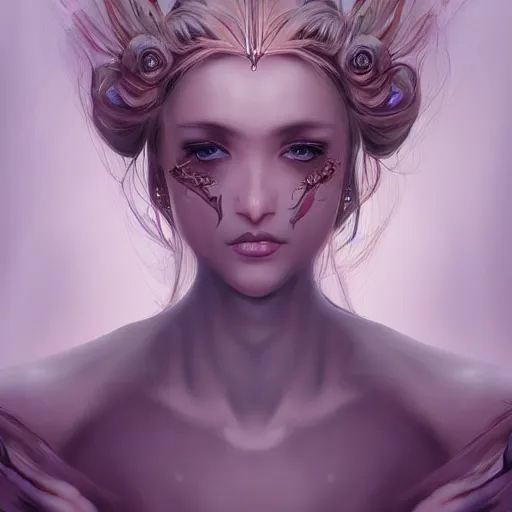 Prompt: beautiful digital art portrait of a fantasy woman by zumi draws, aleriia _ v ( lerapi ), warren louw, jongwoo lee, treding on artstation, anatomically correct, popular masterpiece, detailed, photoshop, clip studio paint, smooth shading.