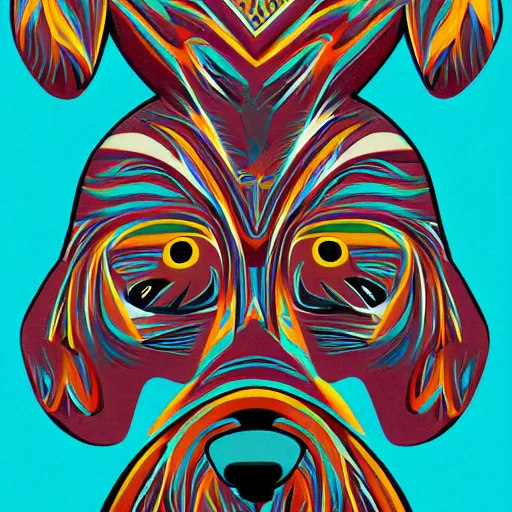 Image similar to tlingit haida lithographic, havanese dog, abstract lithograph print by nathan jackson and tristan - wolf and maynard johnny jr.