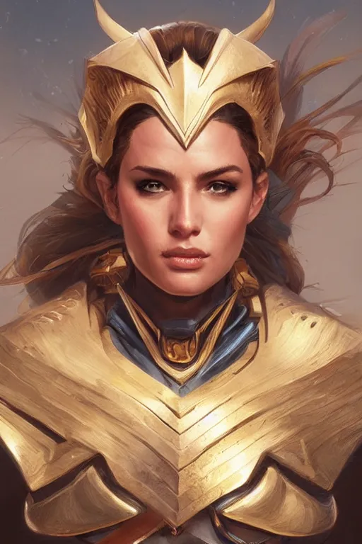 Image similar to amazon valkyrie athena, d & d, fantasy, portrait, highly detailed, headshot, digital painting, trending on artstation, concept art, sharp focus, illustration, art by artgerm and greg rutkowski and magali villeneuve