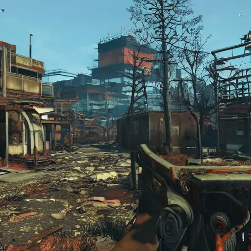 Kyoto in ruins post nuclear war in fallout 4 in game stable diffusion