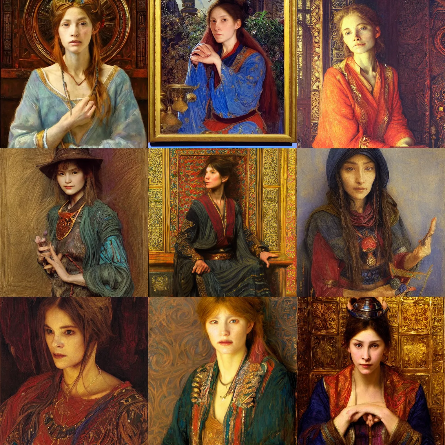 Prompt: orientalism portrait of a female wizard by annie swynnerton, masterful intricate artwork, excellent lighting, high detail 8 k