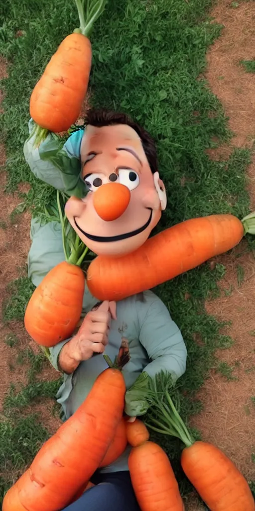 Image similar to Rob Schneider as a carrot