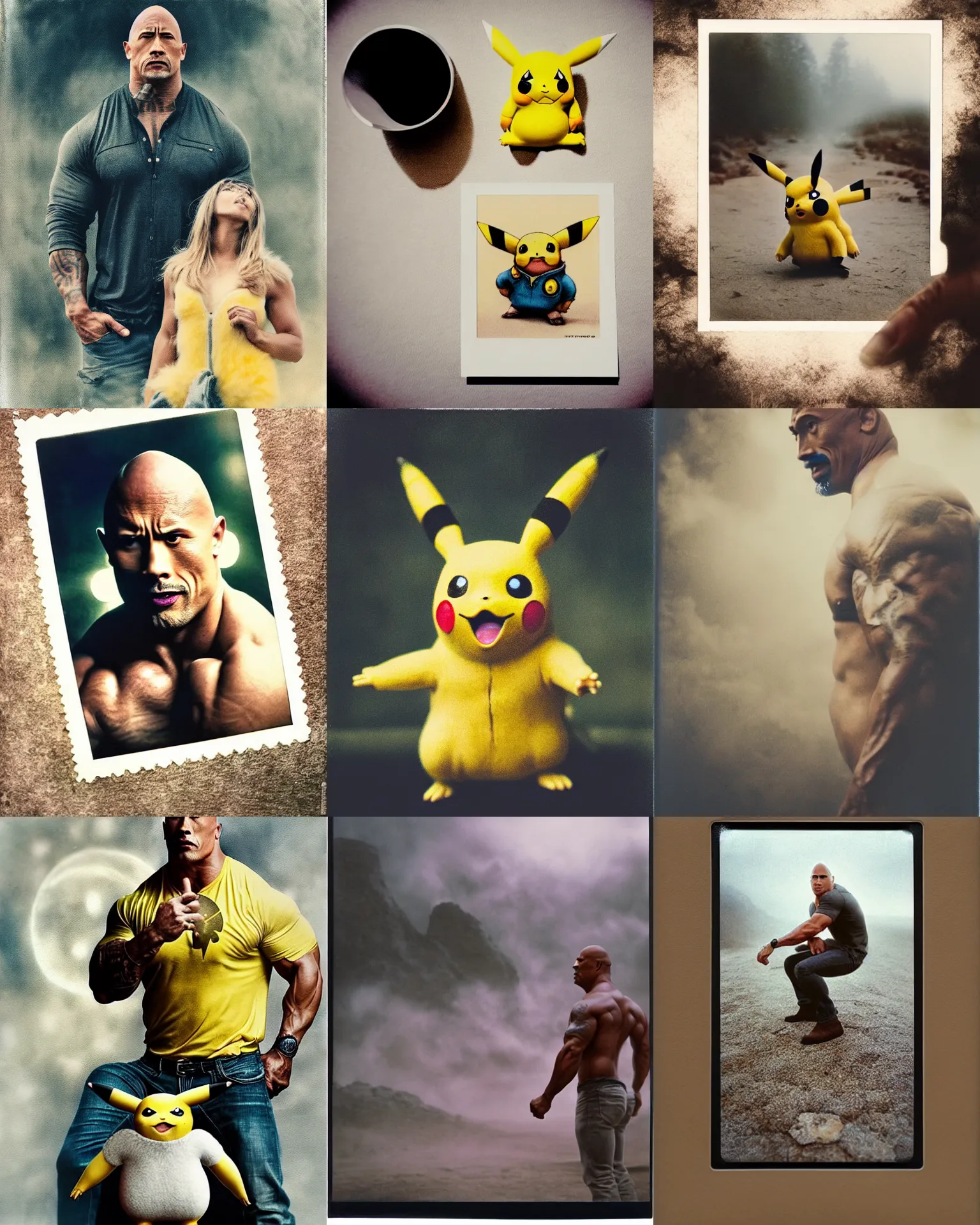 Prompt: Breathtaking Pikachu and Dwayne Johnson fusion , Cinematic focus, Polaroid photo, vintage, neutral colors, soft lights, foggy, by Steve Hanks, by Serov Valentin, by lisa yuskavage, by Andrei Tarkovsky