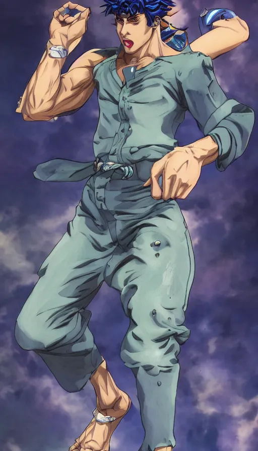 Image similar to jonathan joestar from jojo's bizarre adventure, official art, character concept, digital paintting, dynamic pose, concept art, very detailed, high quality, 8 k