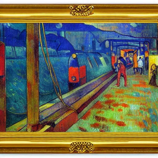 Image similar to underwater train station by paul gauguin