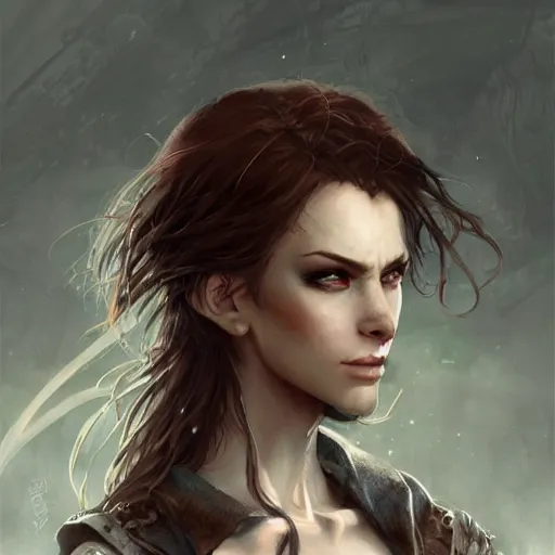 Image similar to bridgett wagner, character headshot concept art, sharp, digital matte painting, art by luis royo, greg rutkowski, wlop, dramatic lighting, trending on artstation