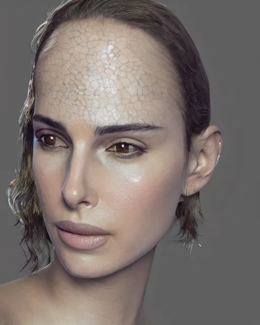 Prompt: 3 d render of nathalie portman wearing a high fashion outfit, octane render, intricate, elegant, by alyssa monks, highly detailed, fine details, masterpiece, trending on artstation