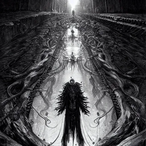 Image similar to Beetlejuice Beetlejuice Beetlejuice horror Gustave Doré Greg Rutkowski