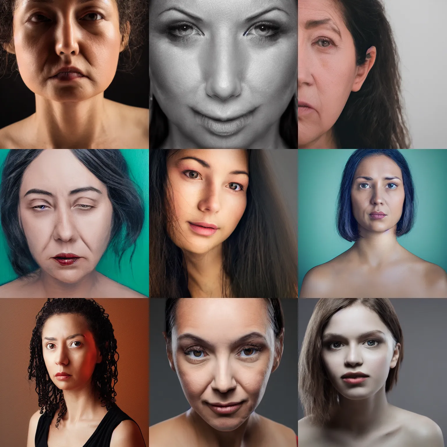 Prompt: woman, face, 4 k, studio portrait