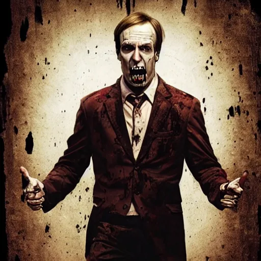 Image similar to saul goodman as a zombie