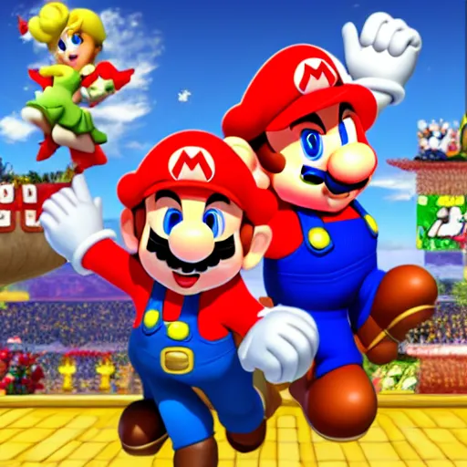 Image similar to picture with Mario in the top left corner and princess peach in bottom right corner rule of thirds