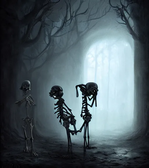 Image similar to gothic warlcok with skeletal slaves, digital painting, liminal eerie midnight backlit, a picture taken by Michael Komarck