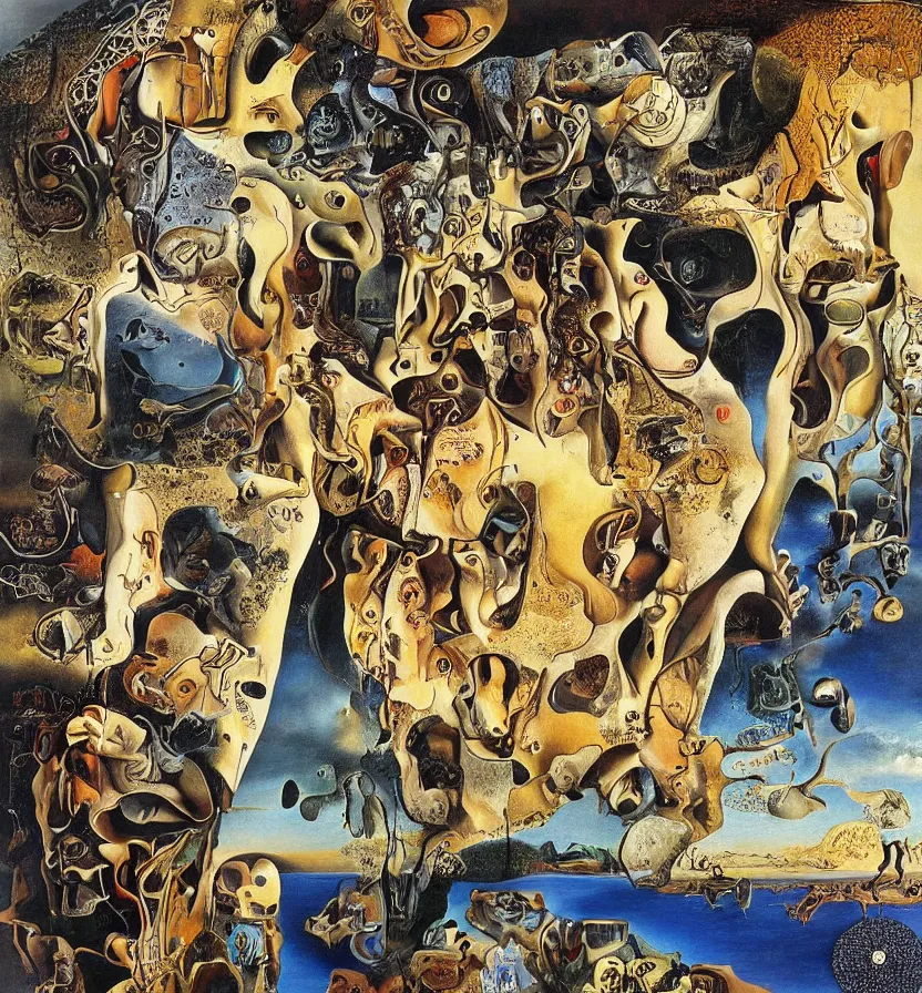 Image similar to the world between death and life, surrealistic extremely detailed painting, by edgar mueller and salvador dali