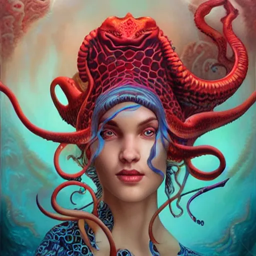 Image similar to underwater naga lovecraftian portrait, Pixar style, by Tristan Eaton Stanley Artgerm and Tom Bagshaw.