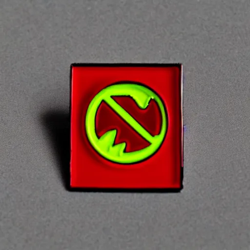 Image similar to a photo of a retro 8 0 s clean fire warning enamel pin, studio lighting, behance