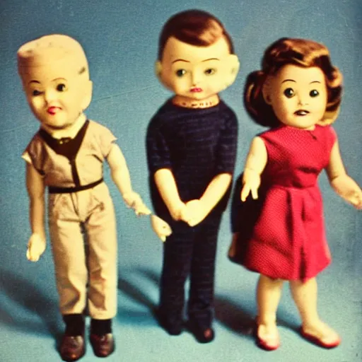 Image similar to 1 9 5 0 s, evil children toys on strings, coming to life, doll phobia, horror, jump scare, pov, polaroid,