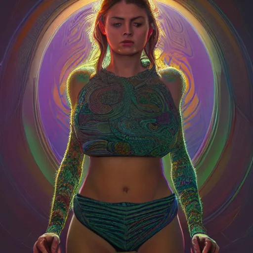 Image similar to wide angle full body portrait of a female Neelix, with a perfect face and perfect body, thin waist, intricate, single face, psychedelic, highly detailed, digital painting, artstation, concept art, smooth, sharp focus, illustration, Unreal Engine 5, 8K, art by artgerm and greg rutkowski and alphonse mucha