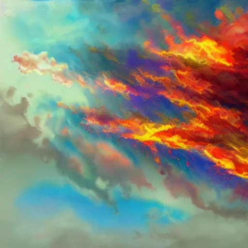 Prompt: sky fire in an alternate universe, colorful, detailed, realism, hyper-realism,