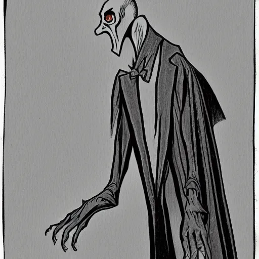 Prompt: nosferatu, dramatic pose, in the style of carl barks