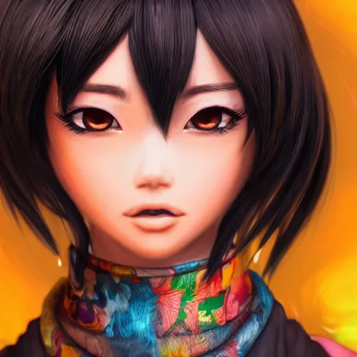 Image similar to highly detailed close up portrait of Toph Bei Fong, studio lightning, bright colors, intricate, masterpiece, photorealistic, hiperrealistic, sharp focus, high contrast, Artstation HQ, DeviantArt trending, 4k UHD, Unreal Engine 5