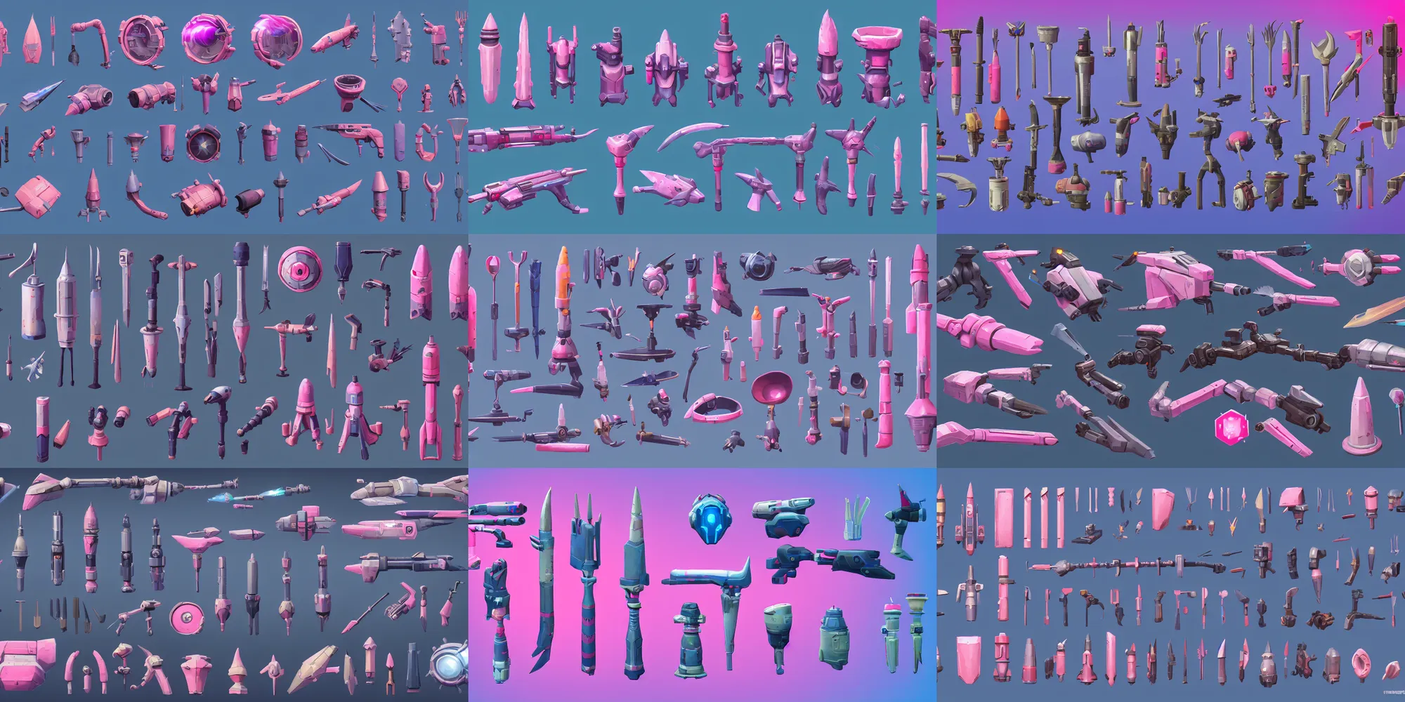 Prompt: game asset of the sims star citizen utensils of nozzle thrust rocket, in gouache detailed paintings, props, stylized, 2 d sprites, kitbash, arcane, overwatch, blue and pink color scheme, 8 k, close up