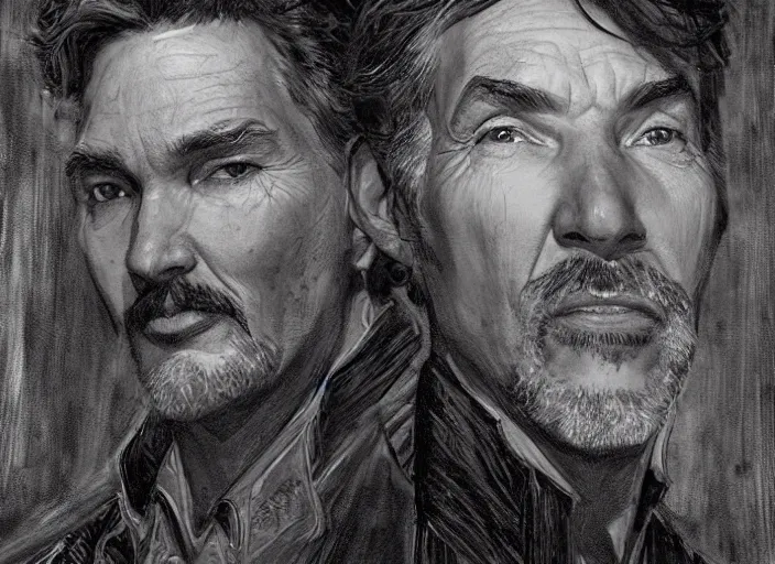 Prompt: a highly detailed aged portrait of stephen strange, james gurney, james jean