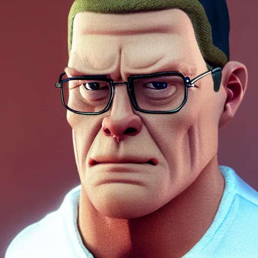 Image similar to Live Action Still of Hank Hill, real life, hyperrealistic, ultra realistic, realistic, highly detailed, detailed, very detailed, cool, ultra detailed, very realistic, trending on artstation, epic, HD quality, 8k resolution, body and headshot, film still, real, detailed face, very detailed face, real life, front face, front view, dramatic lighting, real