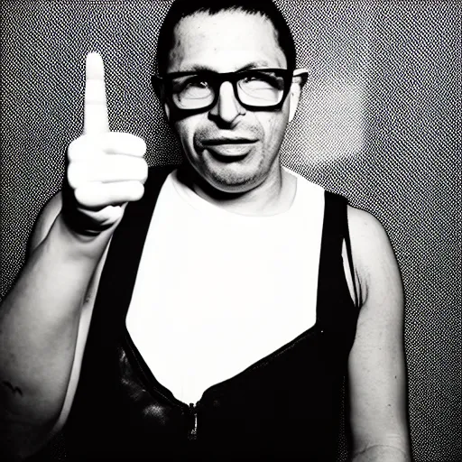 Prompt: portrait of Adrian Lima giving the middle finger to the camera, photo by Terry Richardson