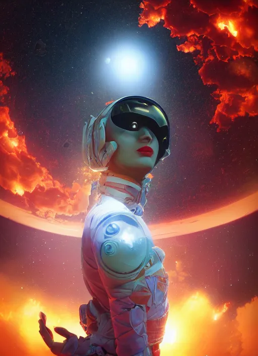 Image similar to An epic fantastic realism comic book style painting of the most beautiful flowers launched into space, bouquets, solar eclipse, fisheye, unreal 5, DAZ, hyperrealistic, octane render, dynamic lighting