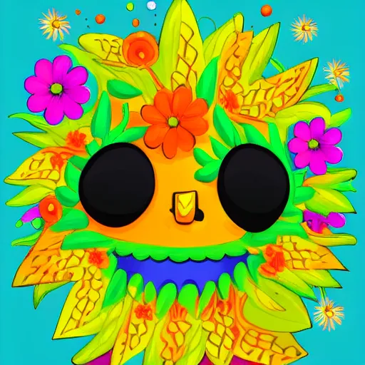 Prompt: flower monster head, detailed, cartoon illustration