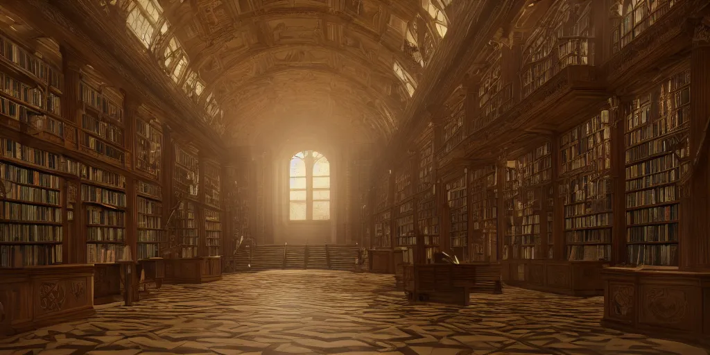 Indoor Scene Of A Magnificent Heavenly Library, 