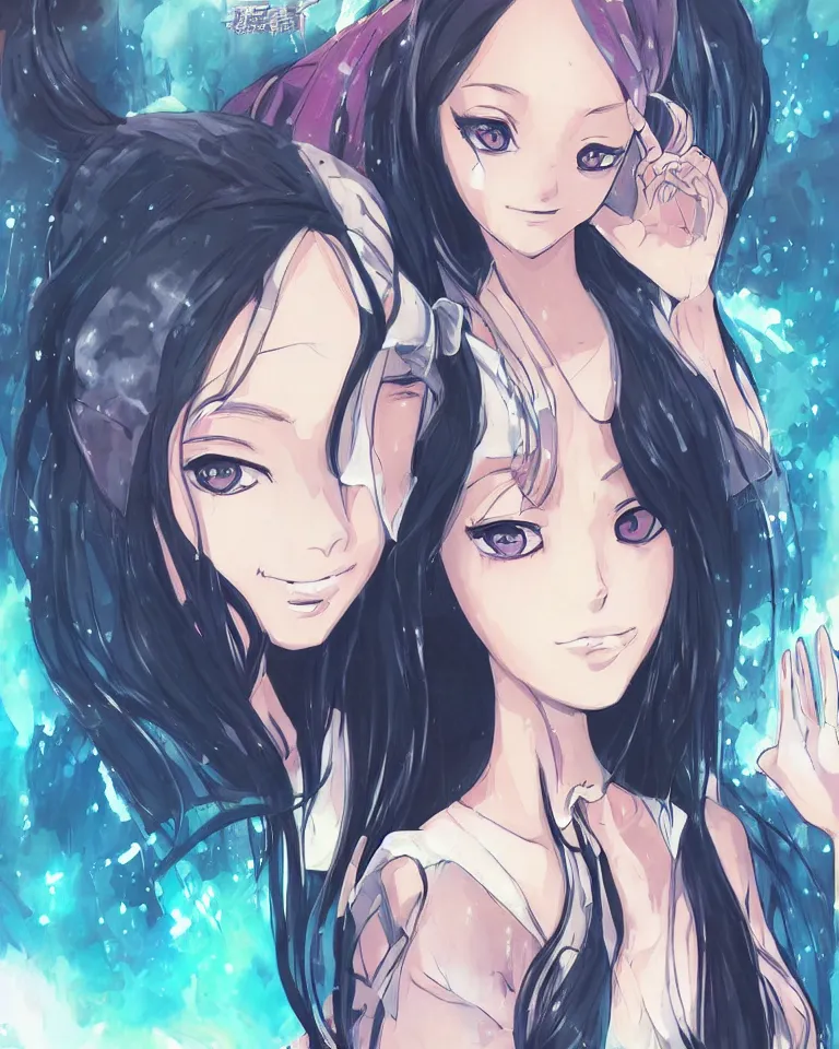 Prompt: illustration of a beautiful! female anime character resembling Zoe Saldaña & tier harribel from bleach | drawn by WLOP, drawn by ross tran, drawn by hikari shimoda